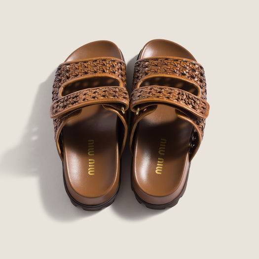 Woven leather sandals 5XX679 F 010 3ZN7F0046 MIU MIU 