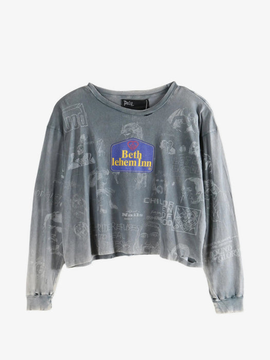 Bethlehem graphic-print distressed T-shirt 3U005Q1010VBK VINTAGE BLACK PALY HOLLYWOOD 