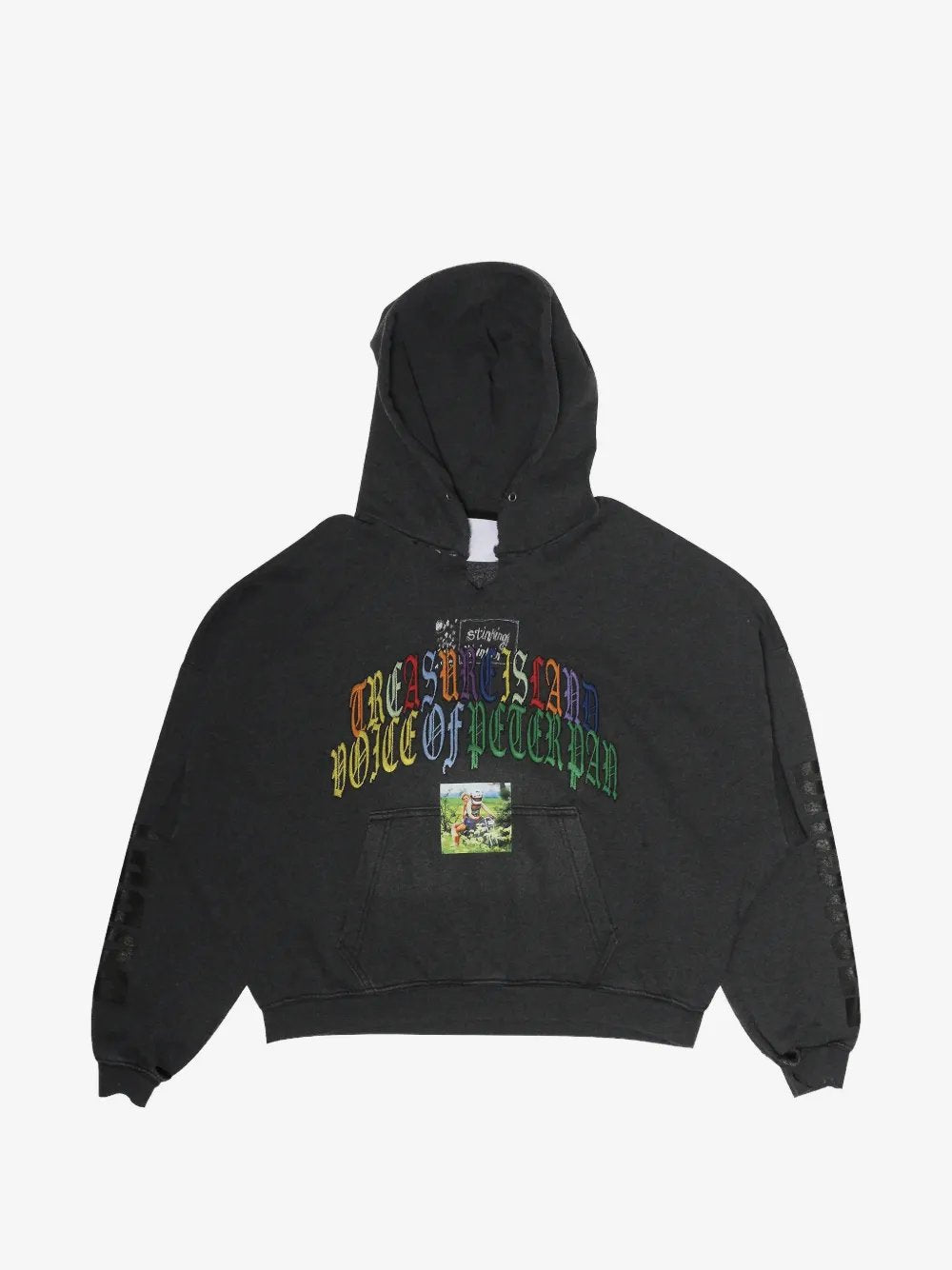 Embroidered distressed hoodie 4U004Q1010VBK VINTAGE BLACK PALY HOLLYWOOD 