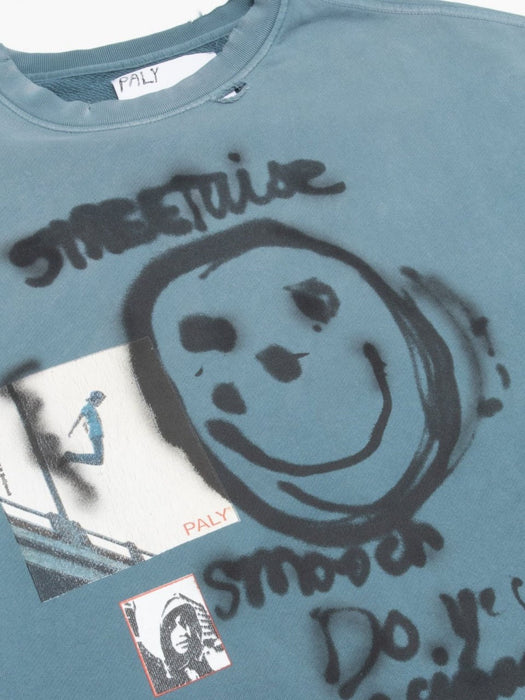 Streetwise airbrush crew neck 4U011Q1010TEA TEAL PALY HOLLYWOOD 