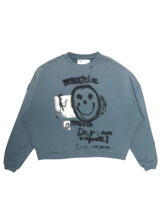 Streetwise airbrush crew neck 4U011Q1010TEA TEAL PALY HOLLYWOOD 