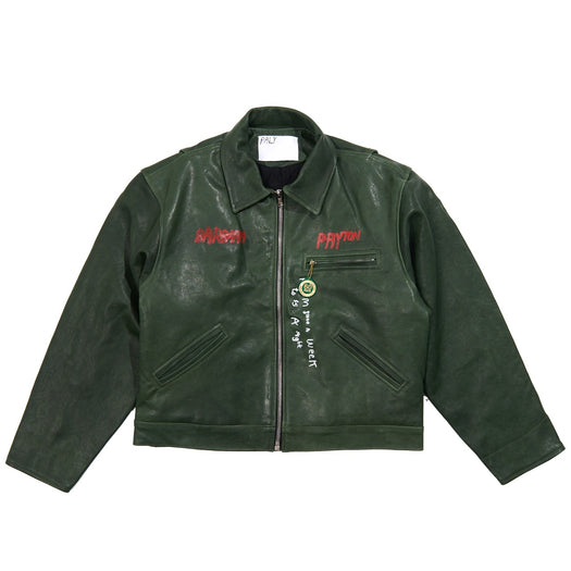 I AM NOT ASHAMED LEATHER WORK JACKET 7U006Q1010GRN GREEN PALY HOLLYWOOD 