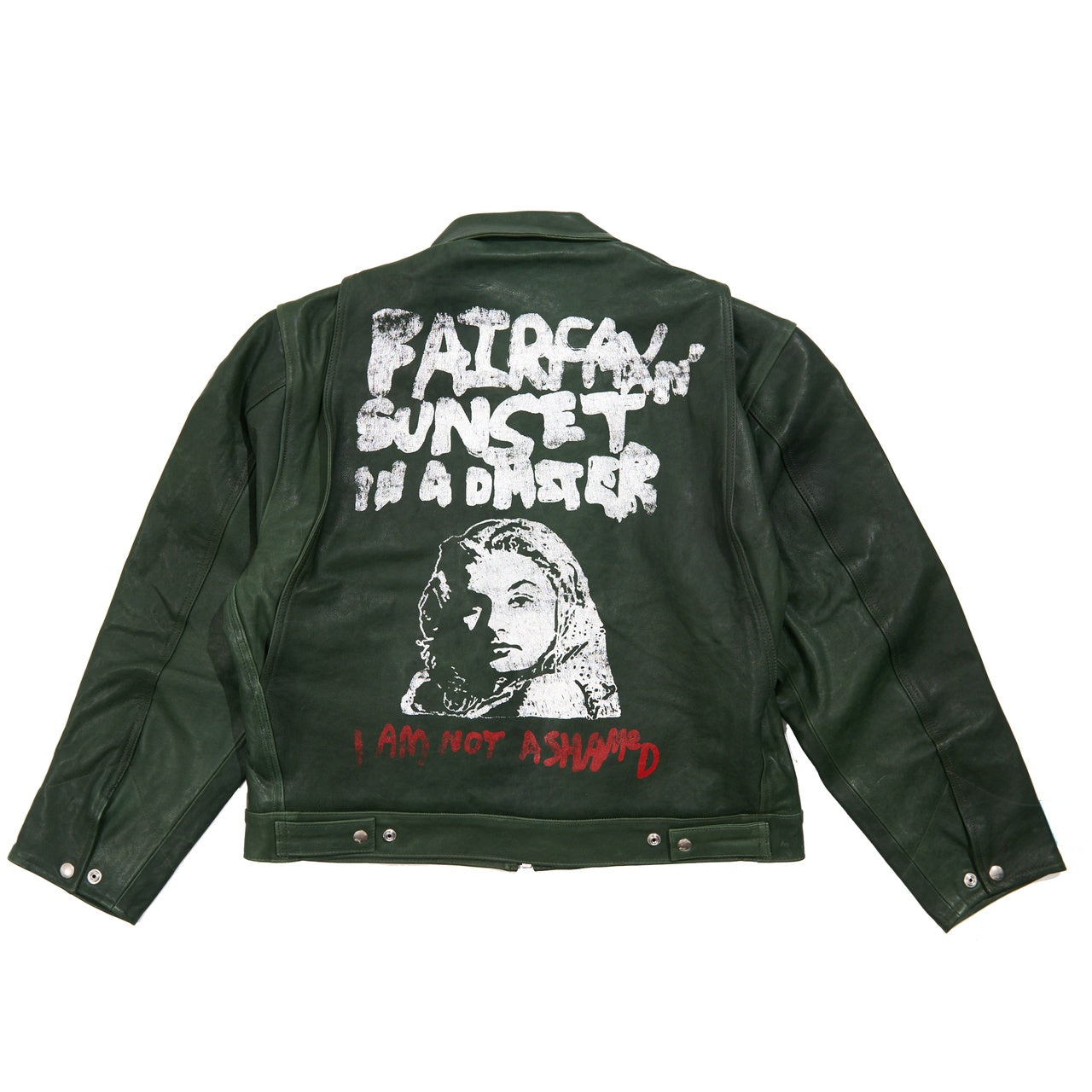 I AM NOT ASHAMED LEATHER WORK JACKET 7U006Q1010GRN GREEN PALY HOLLYWOOD 