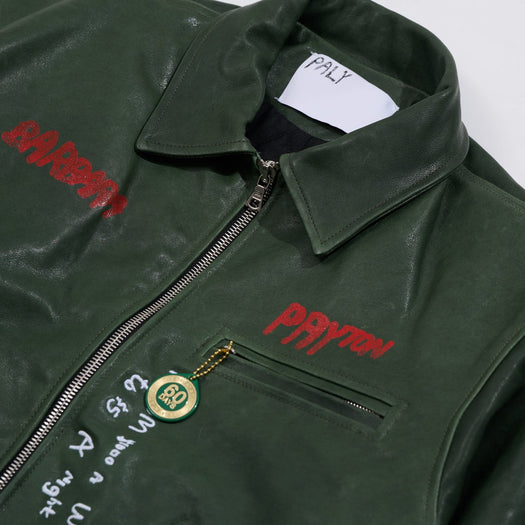 I AM NOT ASHAMED LEATHER WORK JACKET 7U006Q1010GRN GREEN PALY HOLLYWOOD 