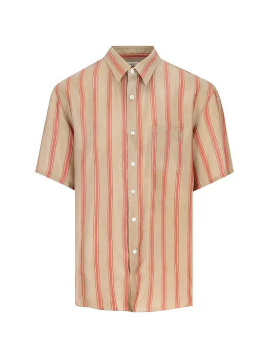 Striped short-sleeve cotton shirt 859781 Y2N339774 SAINT LAURENT 
