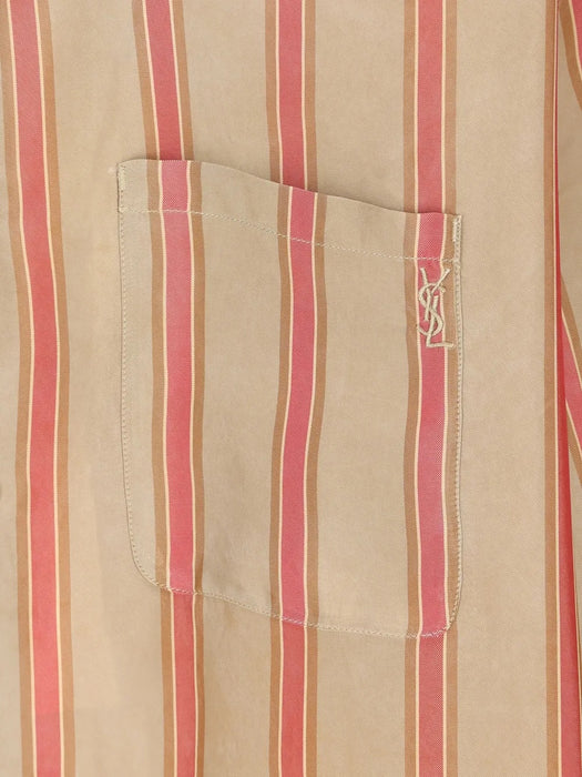 Striped short-sleeve cotton shirt 859781 Y2N339774 SAINT LAURENT 