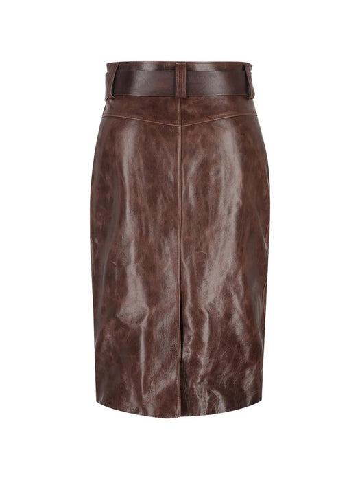 Belted leather midi skirt 865021 YCVD22820 SAINT LAURENT 