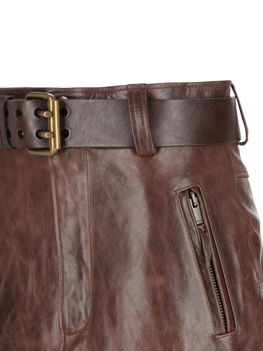 Belted leather midi skirt 865021 YCVD22820 SAINT LAURENT 
