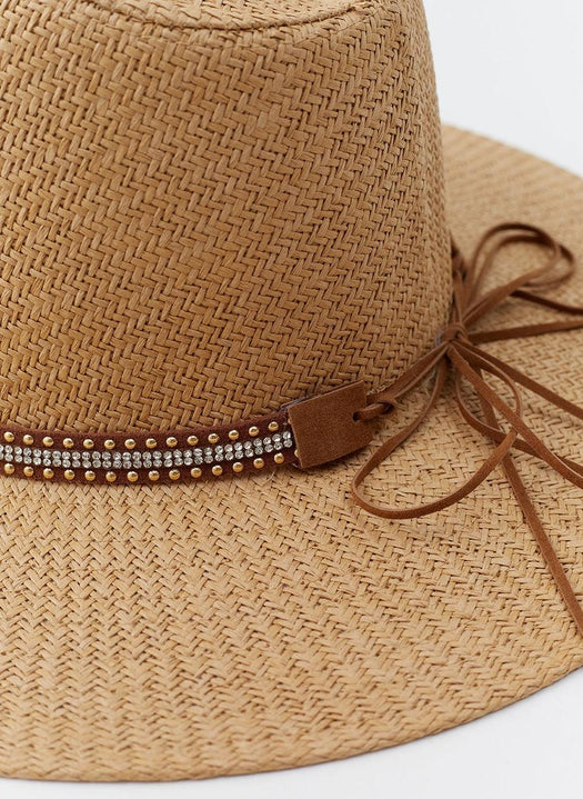 Kate Tan Stud Belt Hat KATE CR TAN/ STD BELT MELISSA ODABASH 