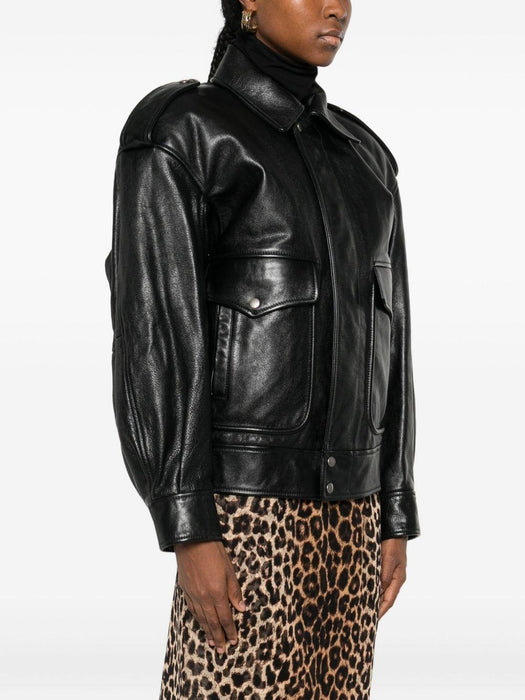 flap-pocket leather jacket<BR/> 844472 YCPM21000 SAINT LAURENT 