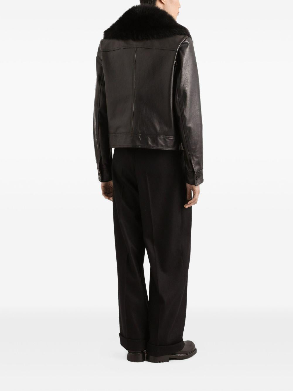fur-collar leather jacket G9BUQL HULXFN0000 DOLCE & GABBANA 