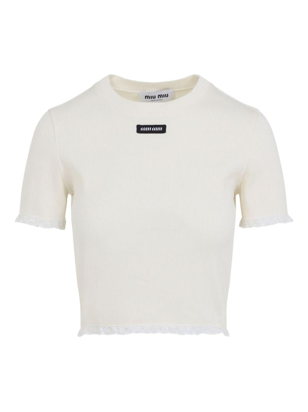 lace-trimmed top MJN580 S OOO 17Z9F0304 MIU MIU 