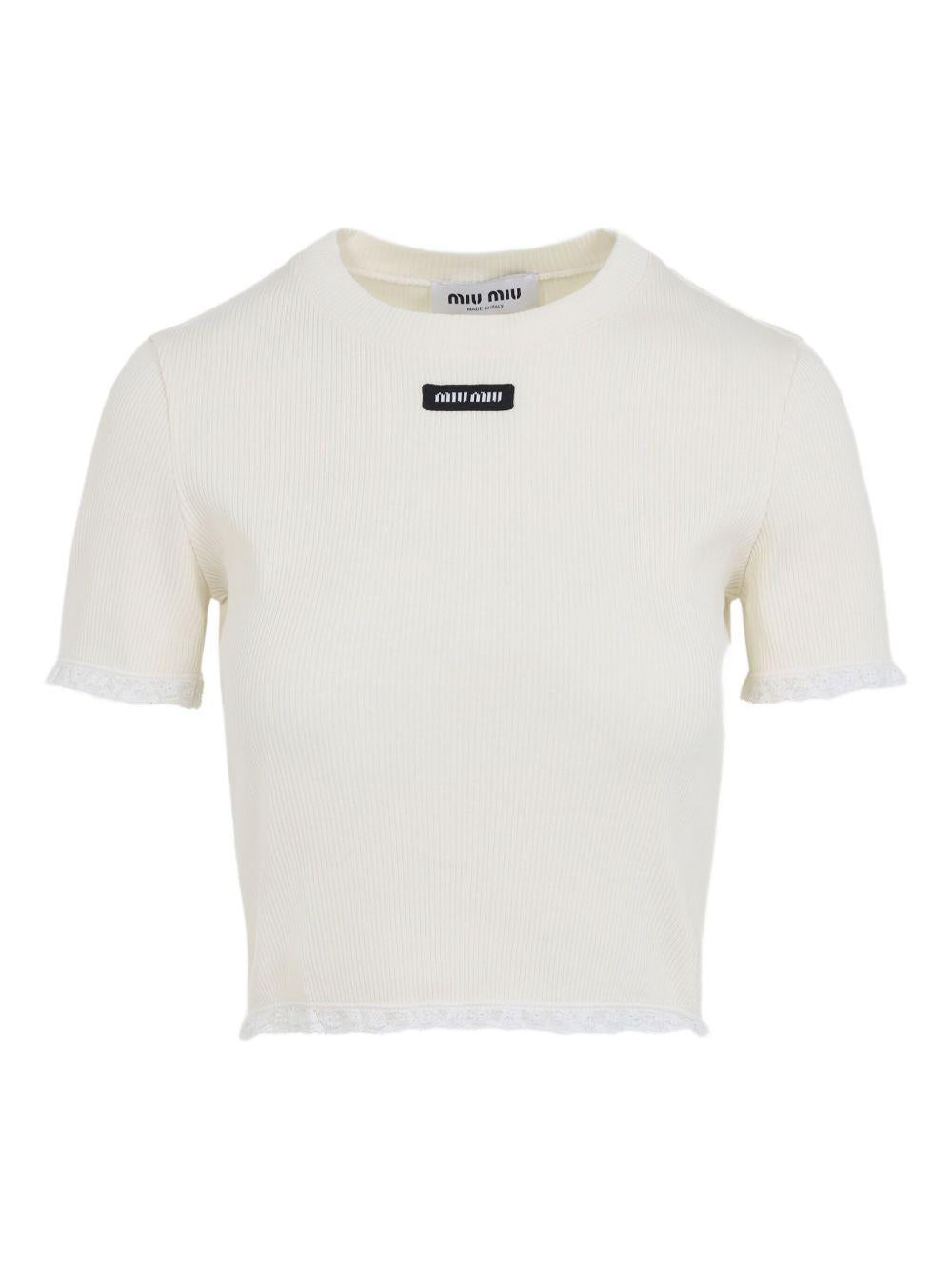 lace-trimmed top MJN580 S OOO 17Z9F0304 MIU MIU 