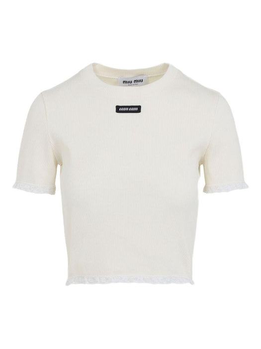 lace-trimmed top MJN580 S OOO 17Z9F0304 MIU MIU 