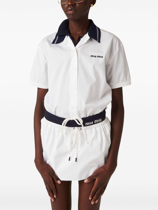 logo-embroidred poplin shirt MK1857 S OOO 10RGF0009 MIU MIU 