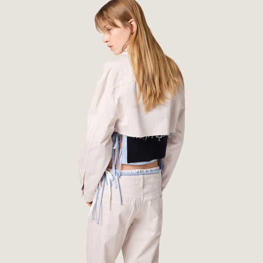 Cropped white denim jacket GWB314 S OOO 197VF0009 MIU MIU 