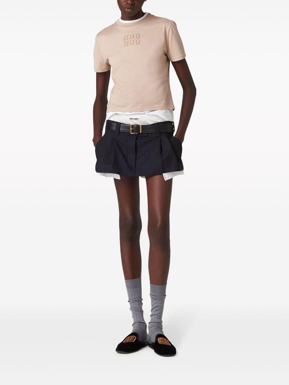 logo-embroidered cotton T-shirt MJN467 S 231 137LF0627 MIU MIU 