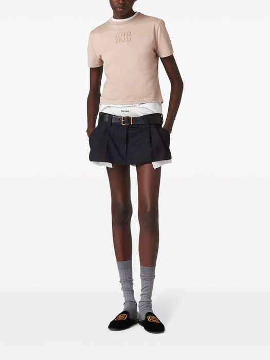 logo-embroidered cotton T-shirt MJN467 S 231 137LF0627 MIU MIU 
