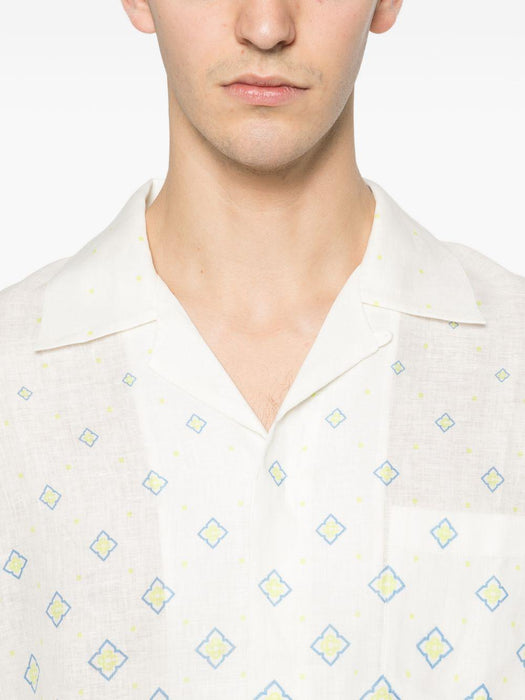 Degrade Monogram Short Sleeve Linen Shirt M-SP26-SH-003-11 DEGRADE MONOGRAM CASABLANCA 