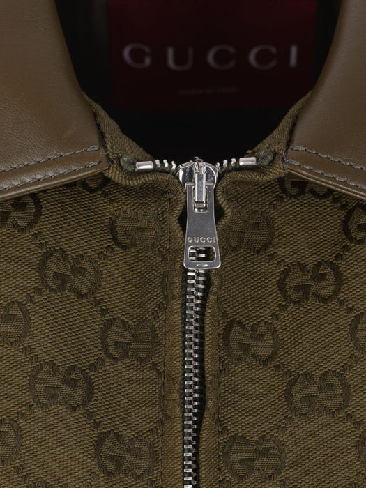GG monogram leather-trimmed oversized jacket 826626 Z8B1O3602 GUCCI 