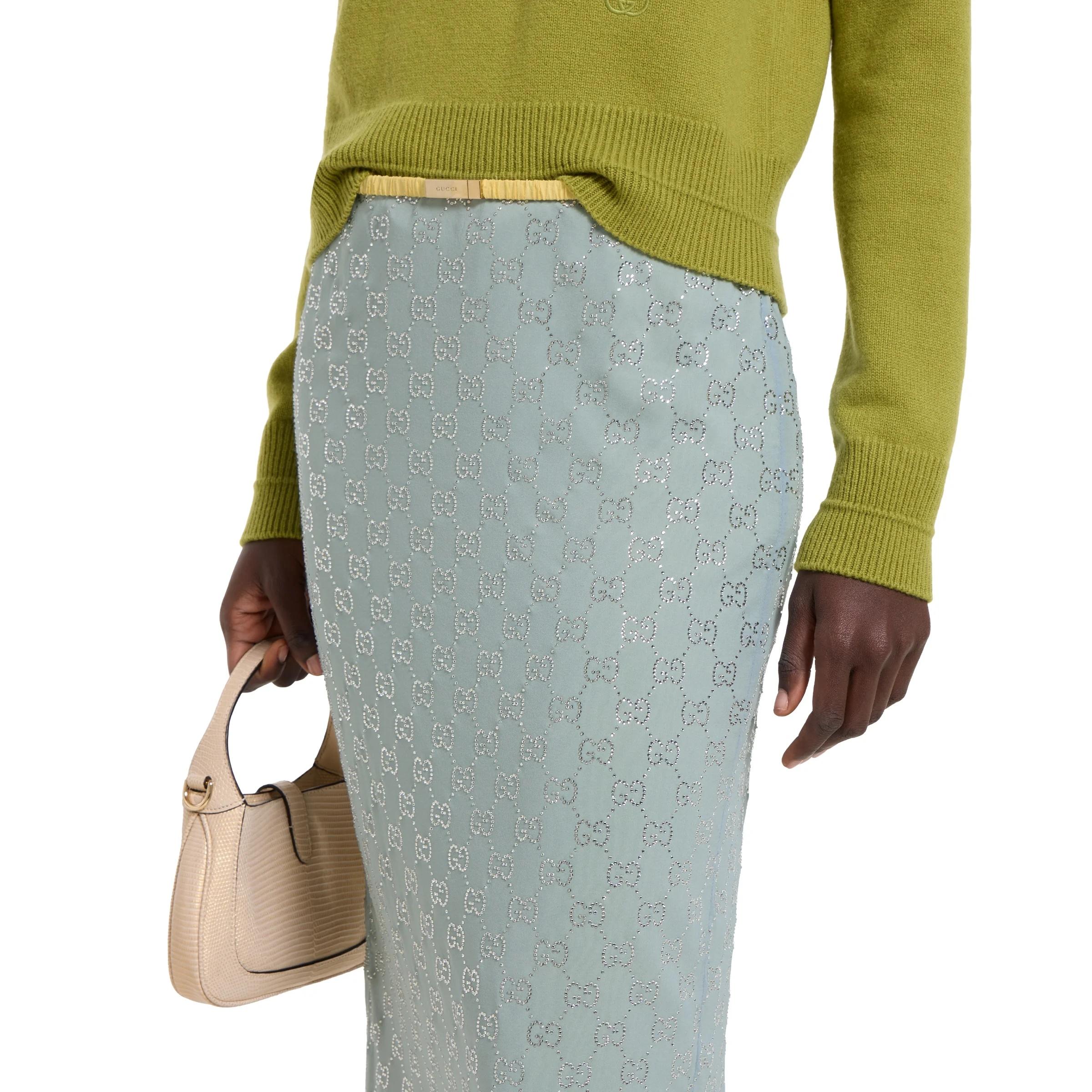 Silk stretch chiffon skirt with crystals 855496 ZARX24141 GUCCI 