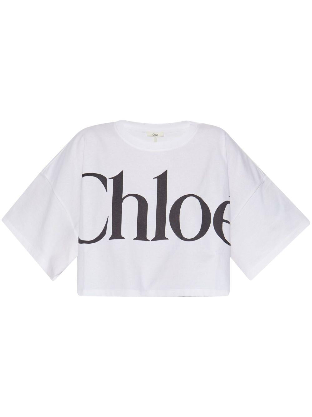 logo-print crop top 24AJH09183 101 CHLOÉ 