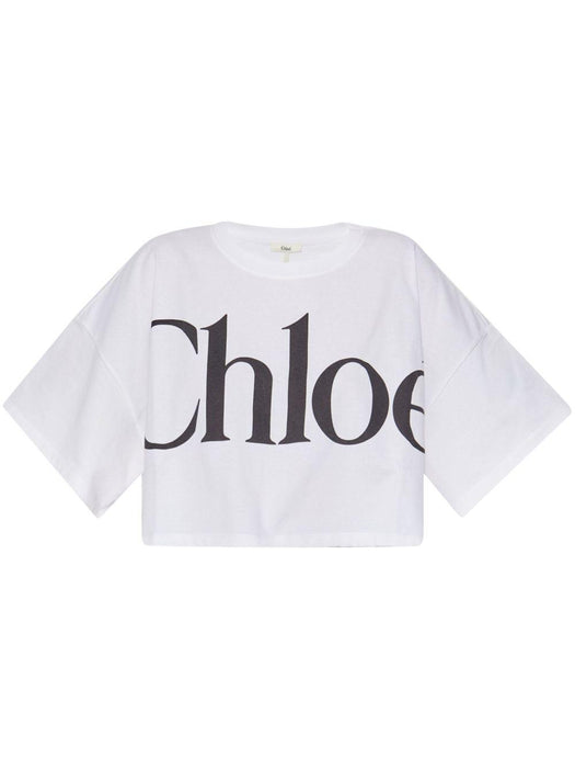 logo-print crop top 24AJH09183 101 CHLOÉ 