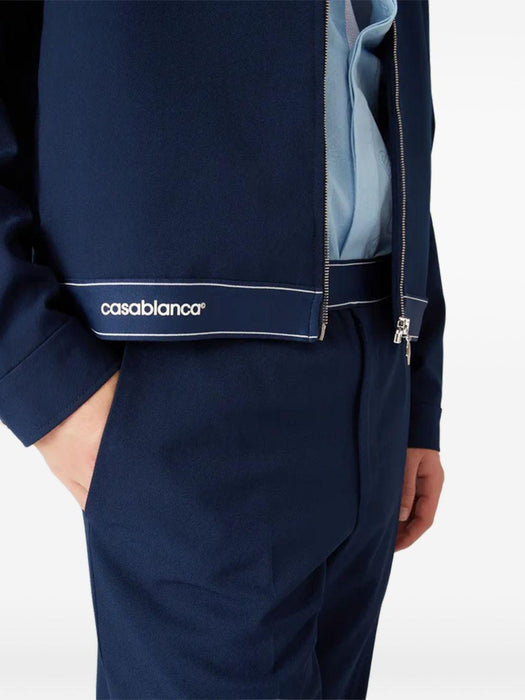 logo-trim shirt jacket M-SP26-JK-442-01 NAVY CASABLANCA 