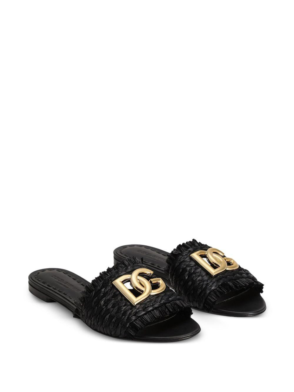 woven raffia slippers with fringe CQ0646 AN2178B956 DOLCE & GABBANA 
