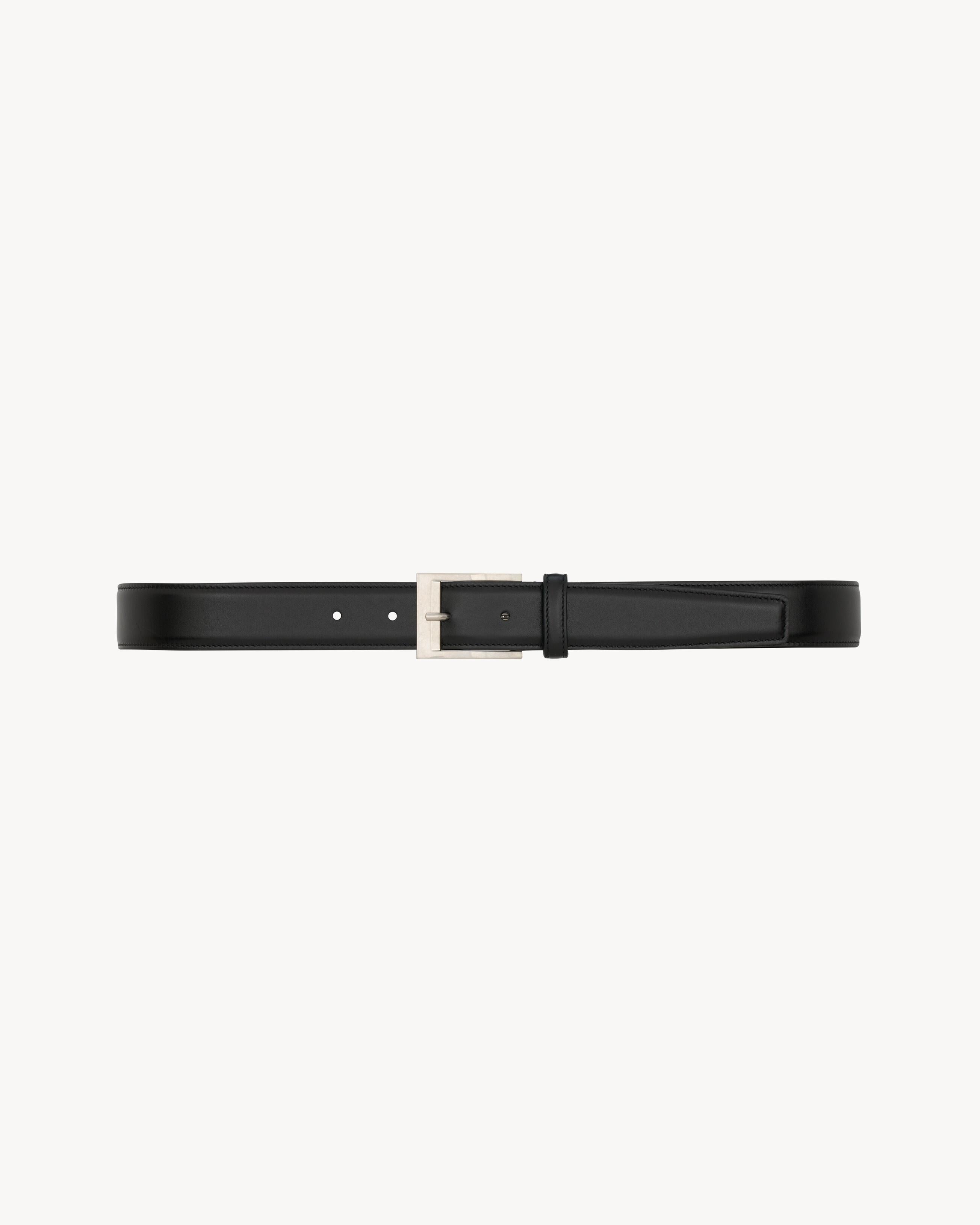 belt with a rectangular buckle and leather loop. 841389 AACC51000 SAINT LAURENT 