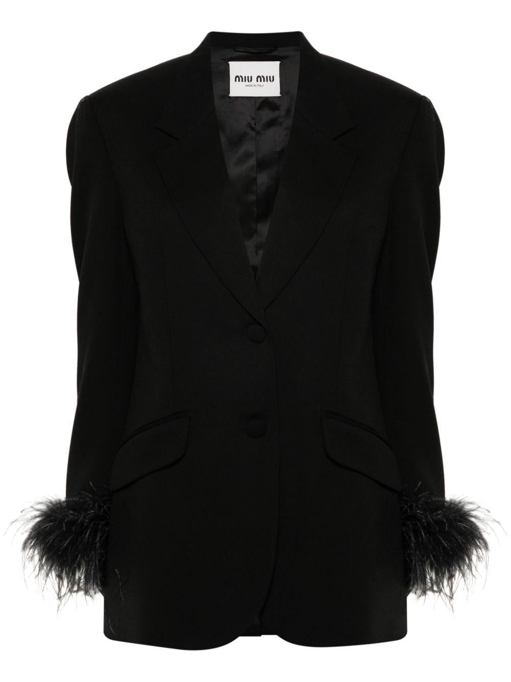 feather-trim blazer MH1901 S OOO 1378F0002 MIU MIU 