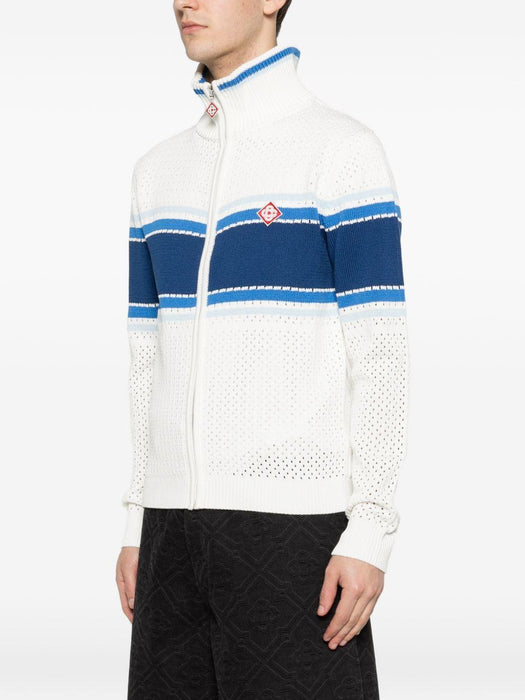 striped cardigan M-SS26-KW-1303-01 WHITE / BLUE CASABLANCA 