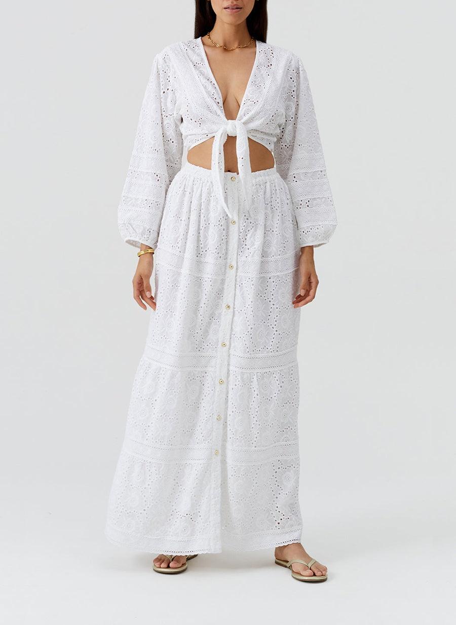 Novie White Skirt NOVIE SS WHT MELISSA ODABASH 