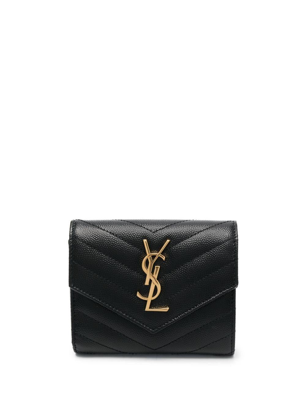 matelassé leather wallet<BR/> 403943 BOW011000 SAINT LAURENT 