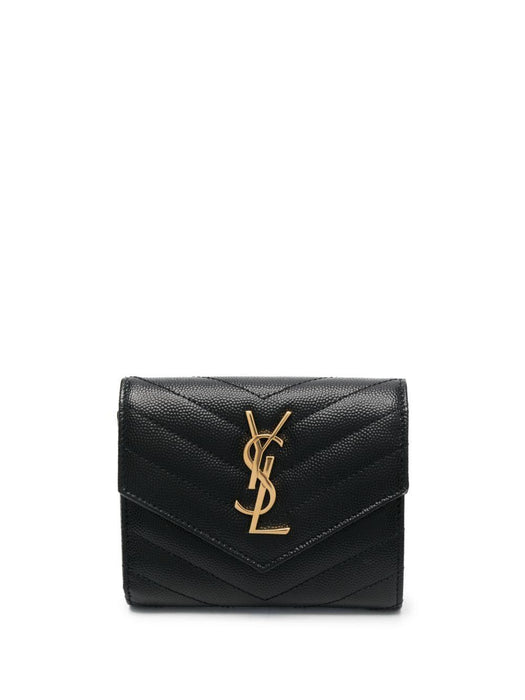 matelassé leather wallet<BR/> 403943 BOW011000 SAINT LAURENT 