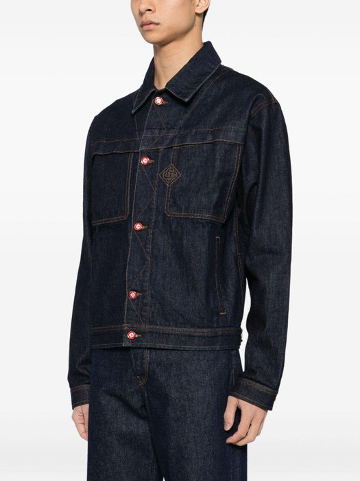 embroidered logo denim jacket<BR/><BR/> MPF25-JK-401-01 INDIGO CASABLANCA 