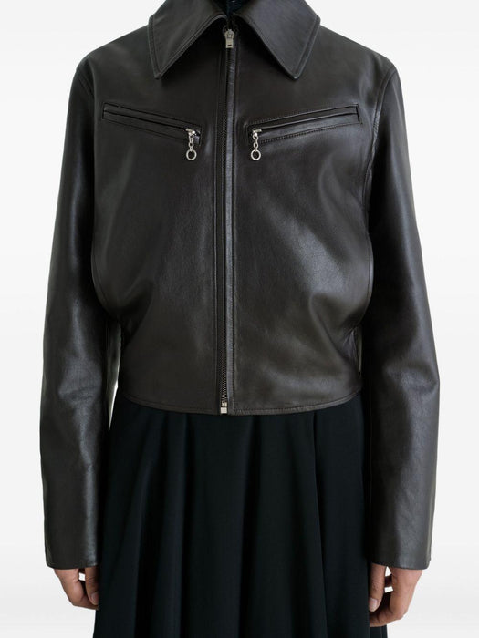 zip-front leather jacket<BR/><BR/><BR/><BR/><BR/> OW1159 LL0147BR561 LEMAIRE 