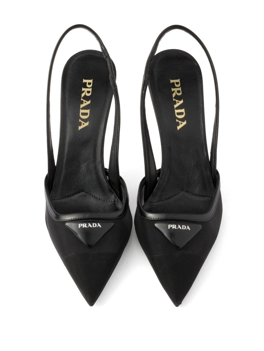75mm mesh slingback pumps