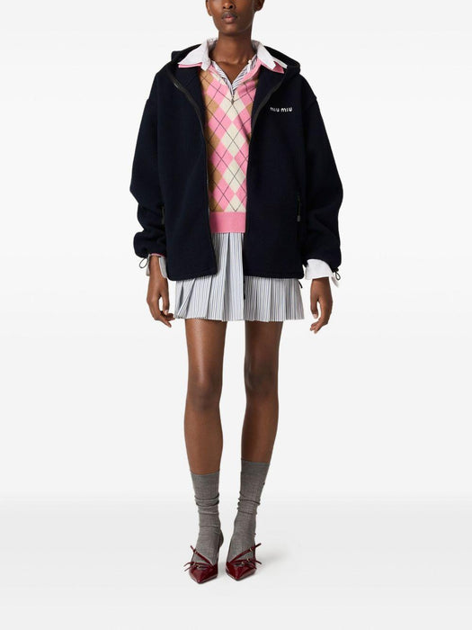 cotton fleece zip-front hoodie MJL053 S OOO 18E3F0008 MIU MIU 