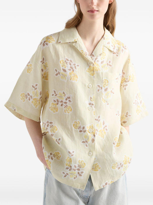 Floral print old linen shirt P447J S OOO 19ZIF0032 PRADA 