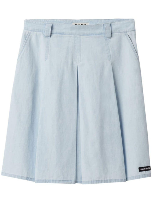 pleated chambray skirt GWD320 S OOO 14UTF0076 MIU MIU 