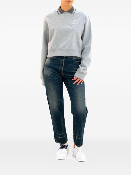 ribbed-collar embroidered sweatshirt MJLA15 S OOO 18ZXF0031 MIU MIU 