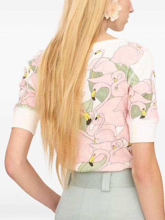Short-sleeve logo Henley shirt in cotton jersey 26UJH56287 107 CHLOÉ 