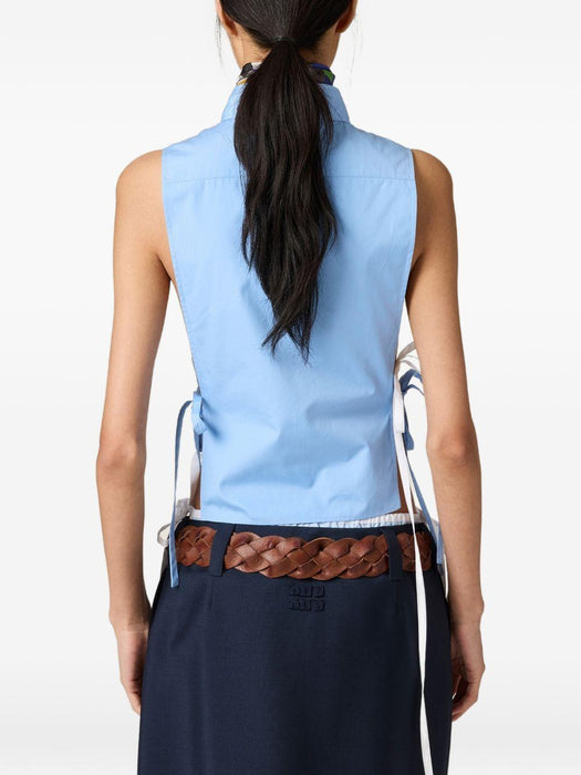 tie side sleeveless shirt MK2024 S OOO 19SEF0076 MIU MIU 