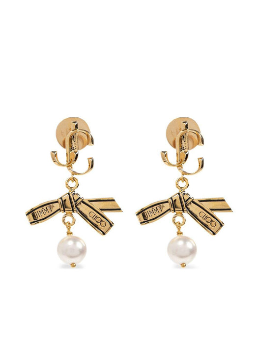 ribbon earrings RBN PEARL EARRING JKI GOLD/BLACK/WHITE JIMMY CHOO 