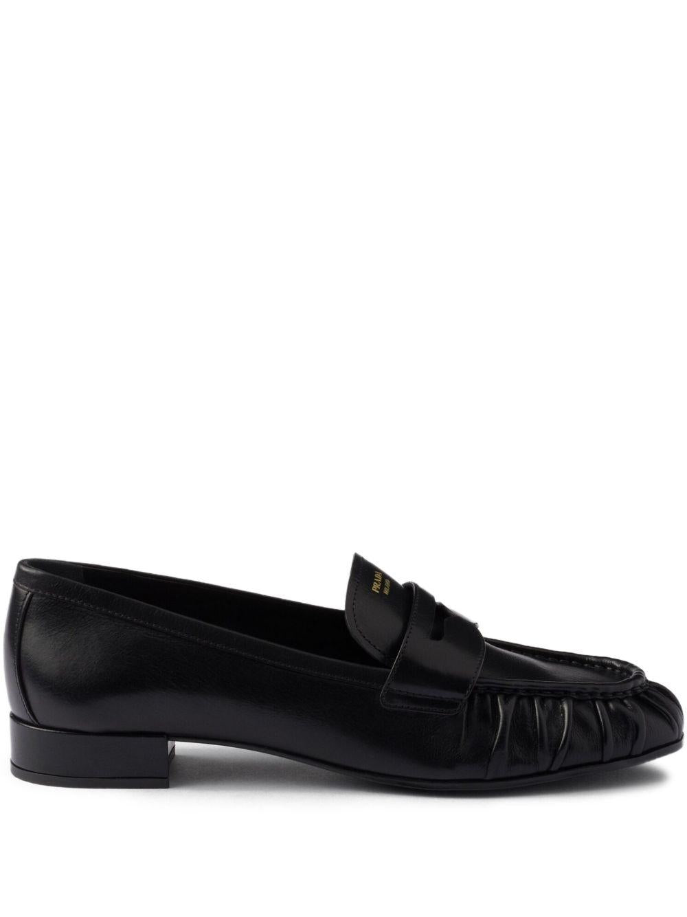 pleated leather loafers<BR/><BR/> 1D175O F 020 007F0002 PRADA 
