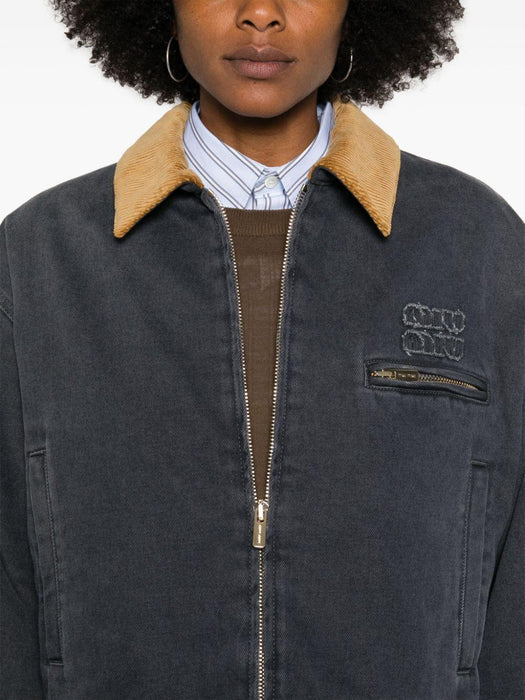corduroy-collar padded denim jacket ML1092 S OOO 15Q7F0031 MIU MIU 