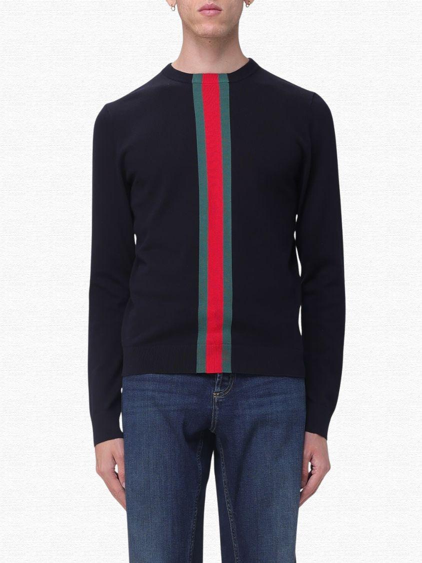 Crew-Neck Jumper with Web Detail 875177 XKFPC 4152 GUCCI 