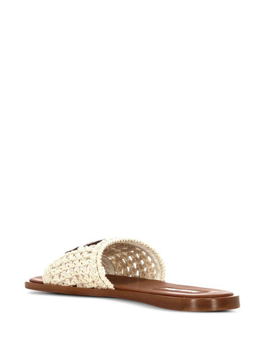 Crochet and leather slides 5XX667 F 005 2BDFF0304 MIU MIU 