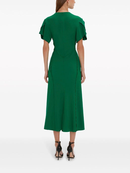 V-neck gathered midi dress 1124WDR005195C  VICTORIA BECKHAM 